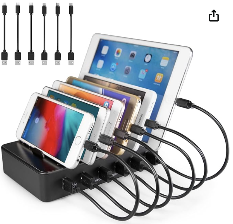 Support de Charge pour Téléphone Tablette, avec 3 Câble Micro USB 3 Câble USB C Courts, Nior